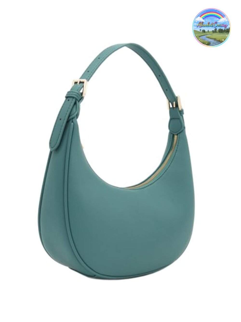 Faux Leather Crescent Shoulder Bag Underarm Purse Adjustable Strap